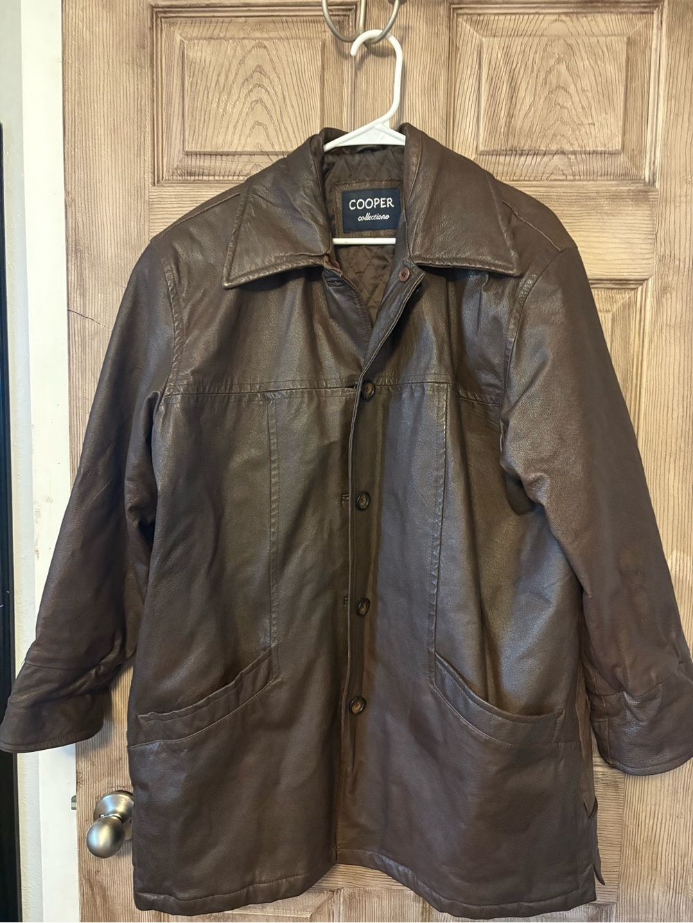Vintage Cooper Genuine Leather Jacket Coat Size Men Large Quilted Liner
